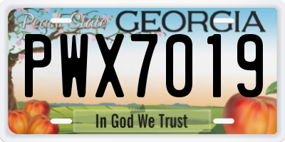 GA license plate PWX7019