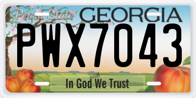 GA license plate PWX7043