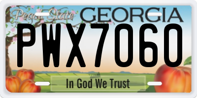 GA license plate PWX7060