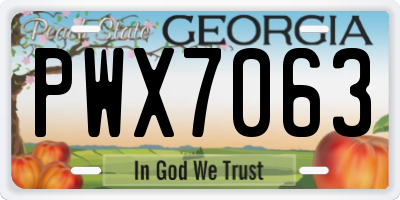 GA license plate PWX7063