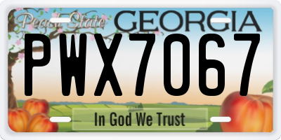 GA license plate PWX7067