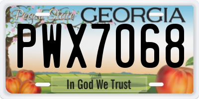 GA license plate PWX7068