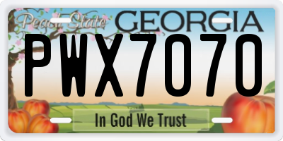 GA license plate PWX7070