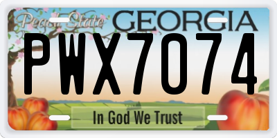 GA license plate PWX7074
