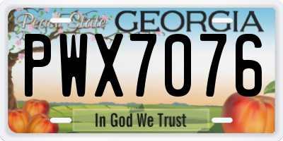 GA license plate PWX7076