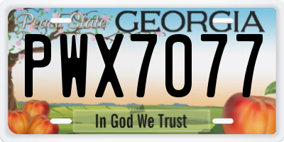 GA license plate PWX7077