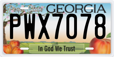 GA license plate PWX7078