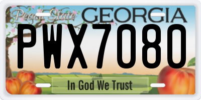 GA license plate PWX7080