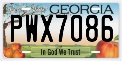 GA license plate PWX7086