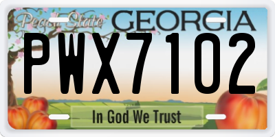 GA license plate PWX7102