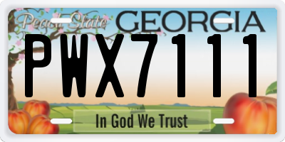 GA license plate PWX7111