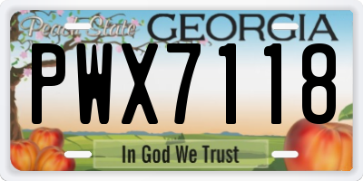 GA license plate PWX7118