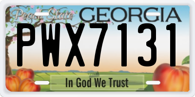 GA license plate PWX7131