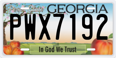 GA license plate PWX7192