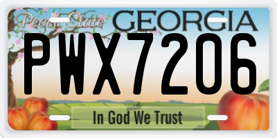 GA license plate PWX7206