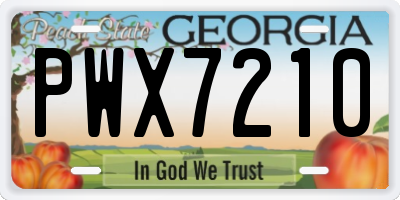 GA license plate PWX7210
