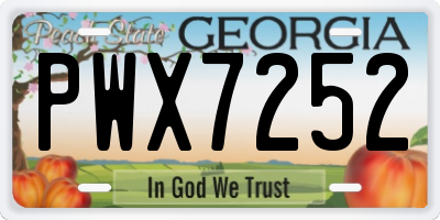 GA license plate PWX7252