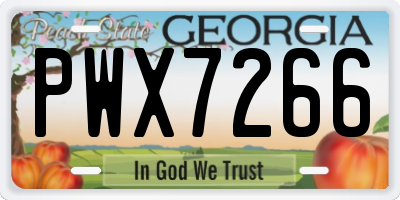 GA license plate PWX7266