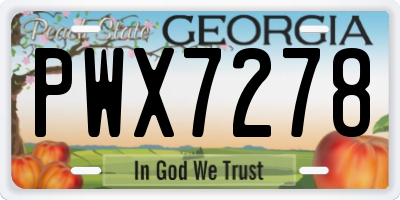 GA license plate PWX7278