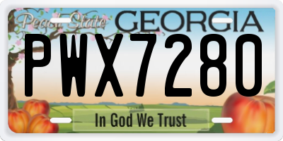 GA license plate PWX7280