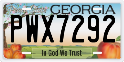 GA license plate PWX7292