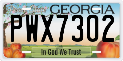 GA license plate PWX7302
