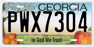 GA license plate PWX7304
