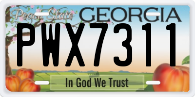 GA license plate PWX7311