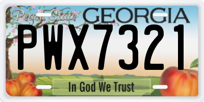 GA license plate PWX7321