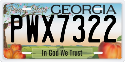 GA license plate PWX7322