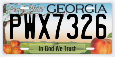 GA license plate PWX7326