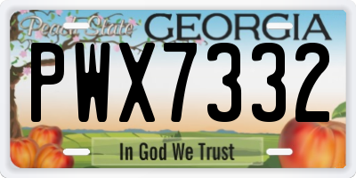 GA license plate PWX7332