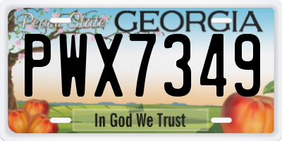 GA license plate PWX7349