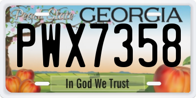 GA license plate PWX7358