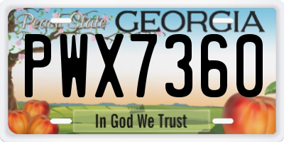 GA license plate PWX7360