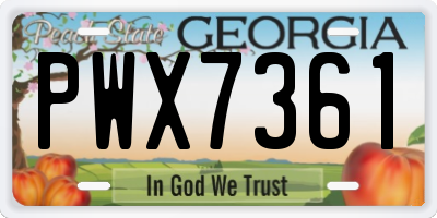 GA license plate PWX7361