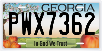 GA license plate PWX7362