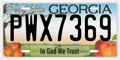 GA license plate PWX7369