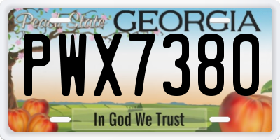 GA license plate PWX7380