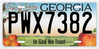 GA license plate PWX7382