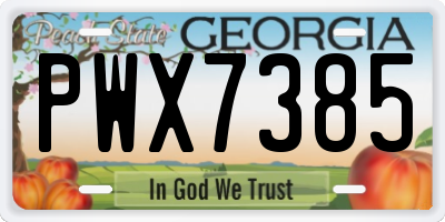 GA license plate PWX7385