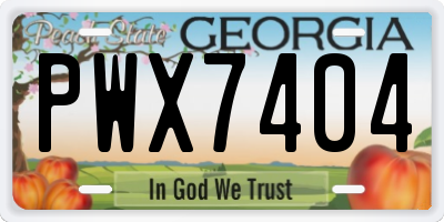 GA license plate PWX7404