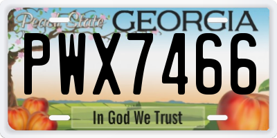 GA license plate PWX7466