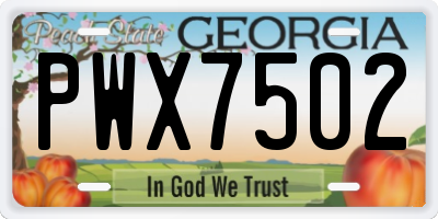 GA license plate PWX7502