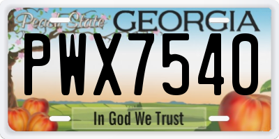 GA license plate PWX7540