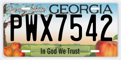 GA license plate PWX7542