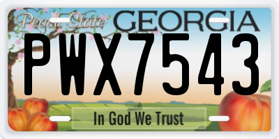 GA license plate PWX7543