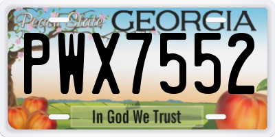 GA license plate PWX7552