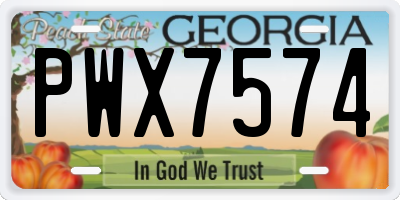 GA license plate PWX7574