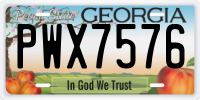 GA license plate PWX7576